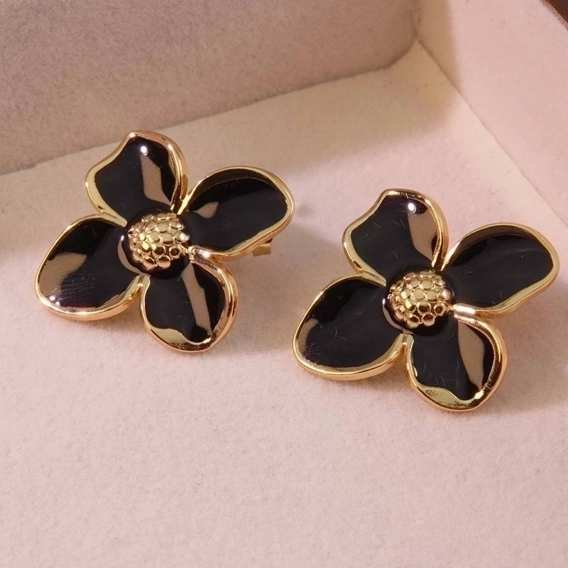 1 Pair Fairy Style Cute Sweet Flower 304 Stainless Steel Imitation Gold Ear Studs