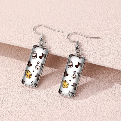 Leopard Earrings Zebra Earrings Dairy Grain Square Earrings Time Gemstone Rectangular Earrings