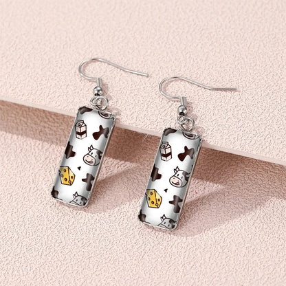 Leopard Earrings Zebra Earrings Dairy Grain Square Earrings Time Gemstone Rectangular Earrings