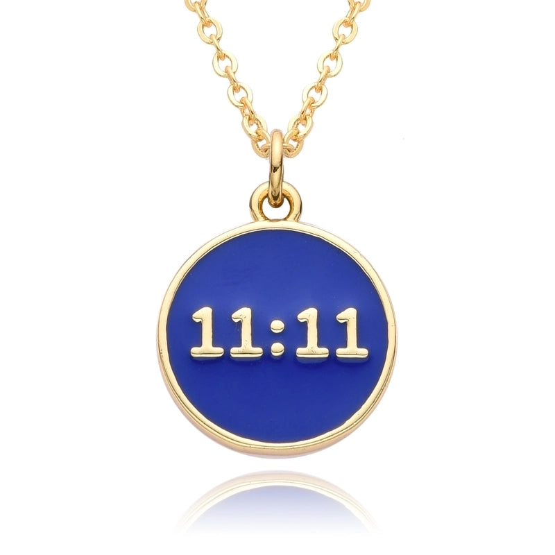 2 Pieces Copper Enamel Geometric Number Pendant Necklace