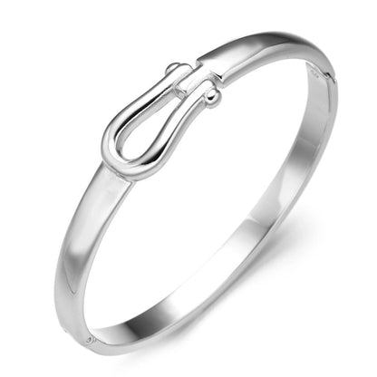 Elegant Letter Heart Shape Flower Titanium Steel Bangle