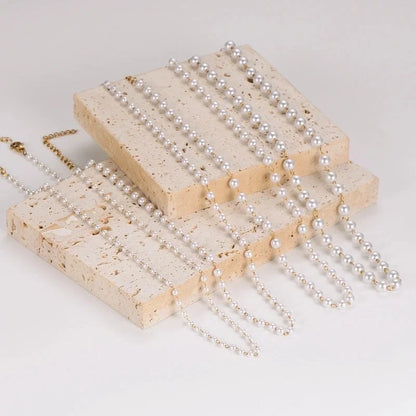 Casual Minimalist Classic Style Round 304 Stainless Steel Artificial Pearl Necklace