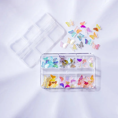 Manicure Butterfly Ornament Long Boxed Crooked Heart Cartoon Bear Bottoming Drill Christmas Bowknot Nail Ornament Ornament Mixed