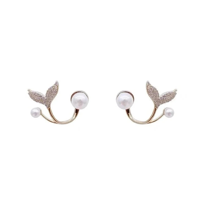 Sweet Square Heart Shape Bow Knot Imitation Pearl Alloy Rhinestone Inlay Opal Women\'s Earrings 1 Pair