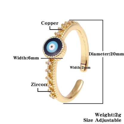 Fashion Enamel Drip Oil Evil Eye Retro Copper Tail Ring