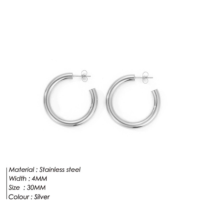 Fashion Geometric Plating 304 Stainless Steel Hoop Earrings