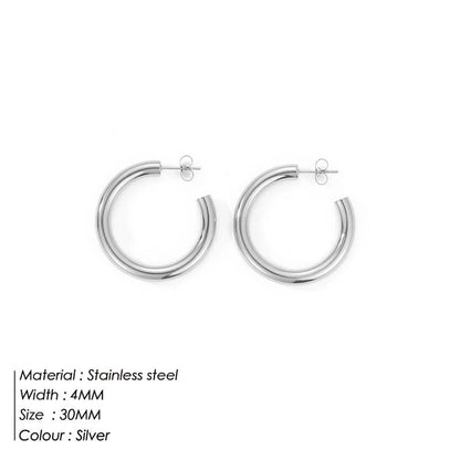 Fashion Geometric Stainless Steel No Inlaid 14K Gold Plated Earrings