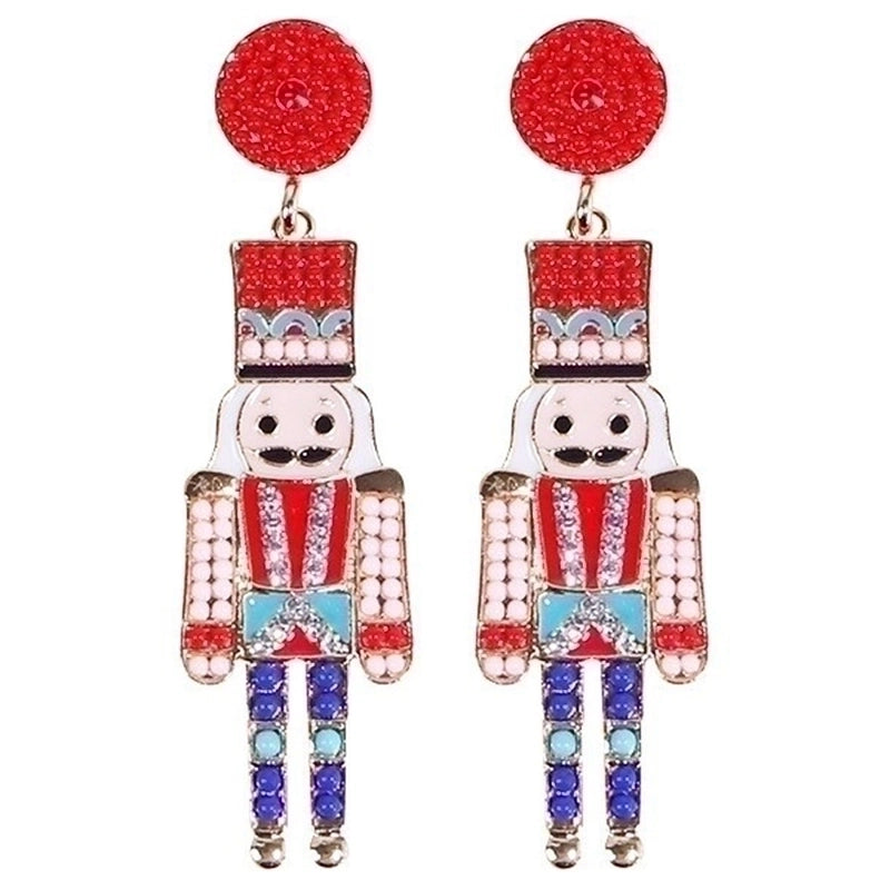 1 Pair Cute Funny Classic Style Cartoon Character Nutcracker Inlay Alloy Seed Bead Drop Earrings