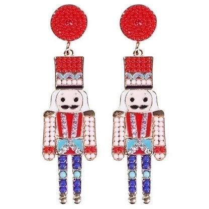 1 Pair Cute Funny Classic Style Cartoon Character Nutcracker Inlay Alloy Seed Bead Drop Earrings
