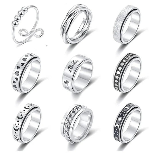 Sources Xingyue Couple Ring Double-layer Rotating Dynamic Decompression Anti-anxiety Pressure Titanium Steel Ring