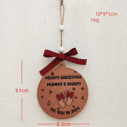 Christmas Cute Letter House Bow Knot Wood Indoor Party Decorations Hanging Ornaments