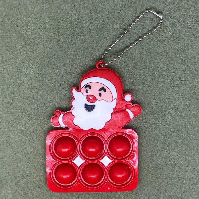 Christmas Tree Pendant Santa Snowman Deer Bubble Music Keychain Fingertip Toy