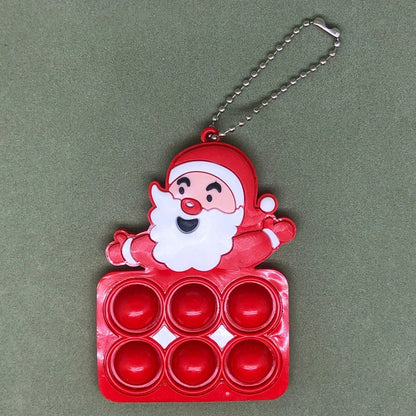 Christmas Tree Pendant Santa Snowman Deer Bubble Music Keychain Fingertip Toy