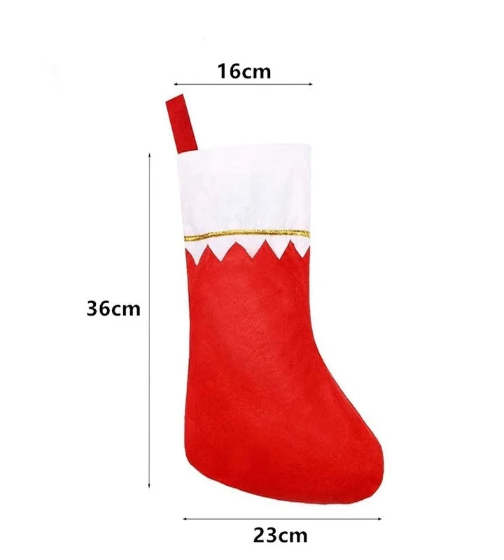 Rw101a Christmas Stockings Non-Woven White Purse Frame Edge Light Board Christmas Stockings Hanging Bag Green Purse Frame Cotton Socks Christmas Decoration