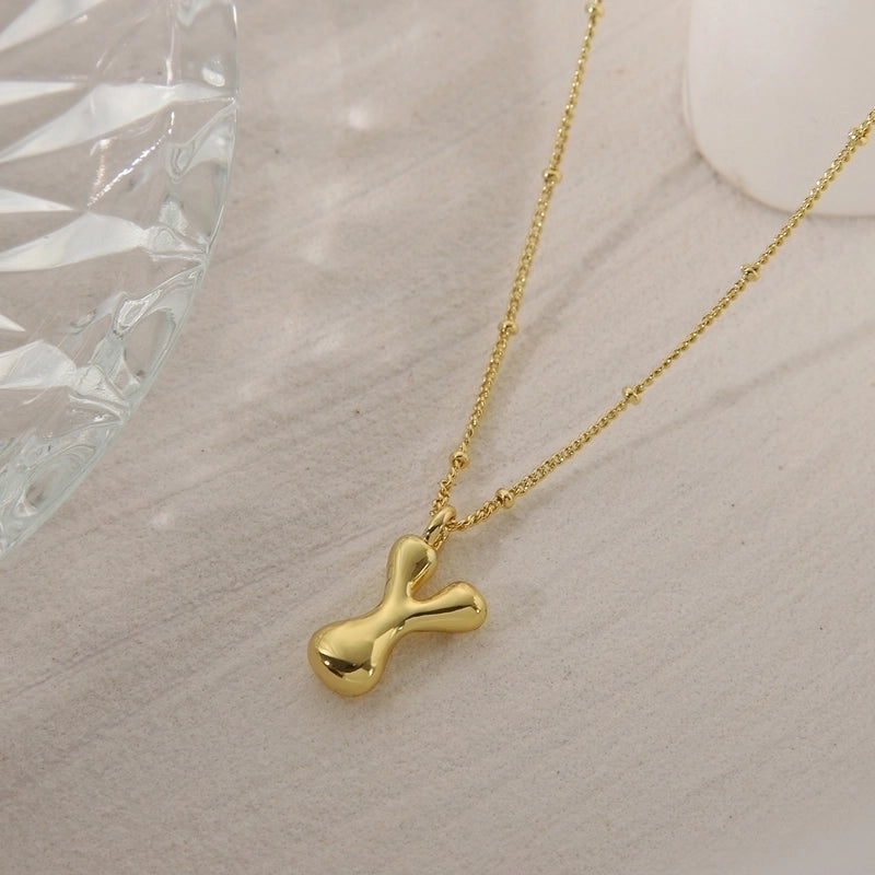 Copper 14K Gold Plated Letter Pendant Necklace