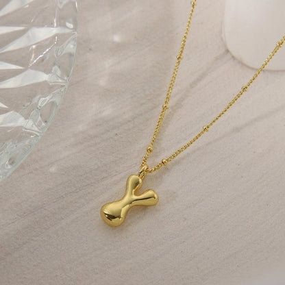 Copper 14K Gold Plated Letter Pendant Necklace