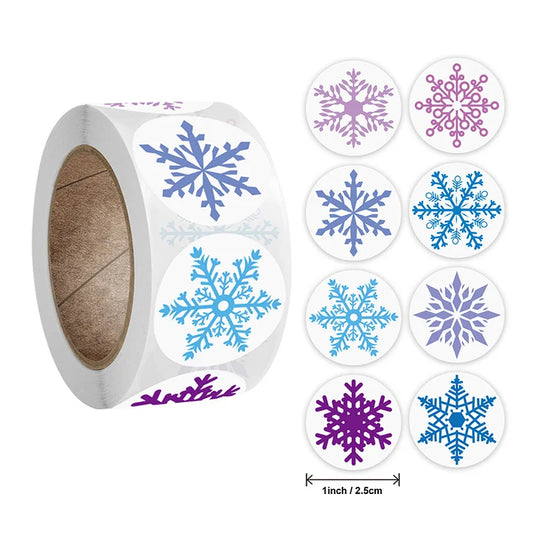 Hot-selling 8 Types Of Snowflake Christmas Decoration Gift Stickers Labels