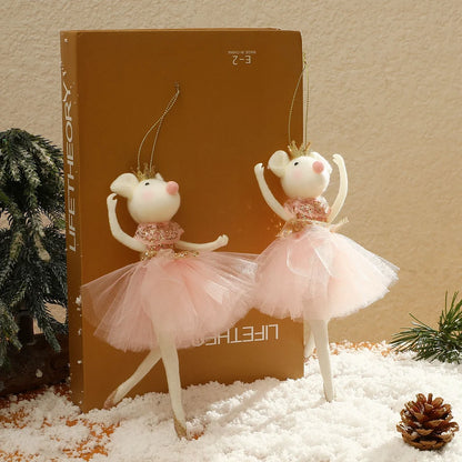 Pink Mesh Skirt Gold Crown Mouse Pendant Cartoon Cute Gift Decoration