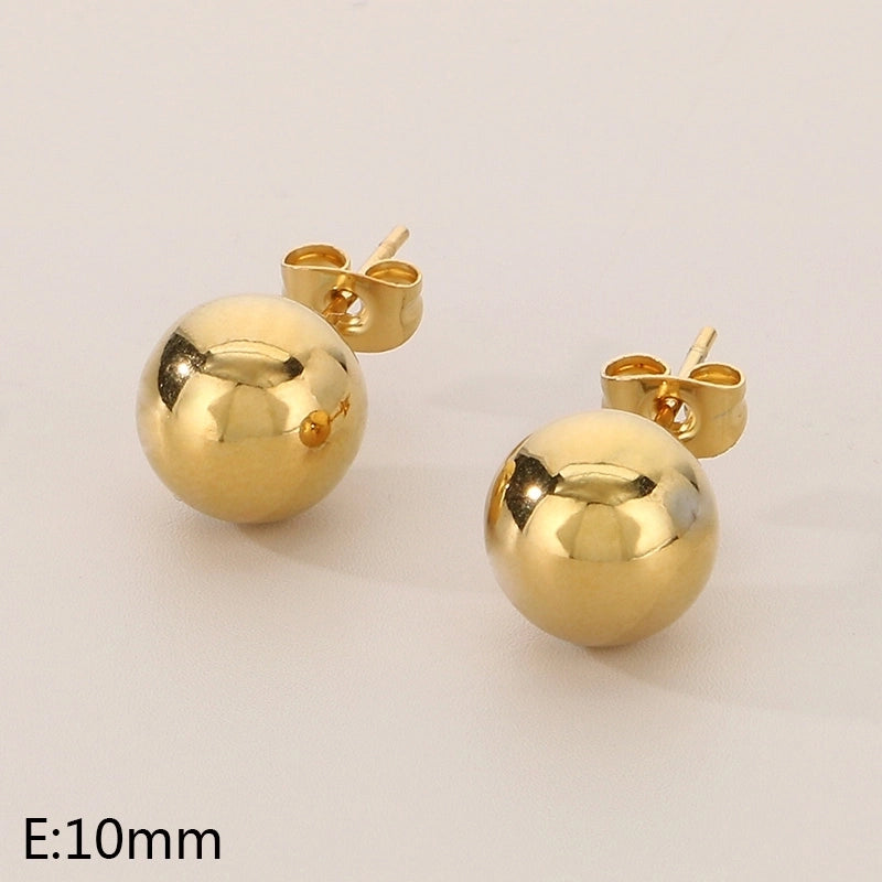 1 Pair Minimalist Round 304 Stainless Steel 18K Gold Plated Ear Studs