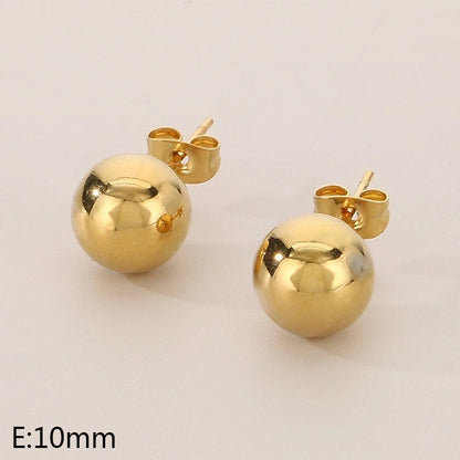 1 Pair Minimalist Round 304 Stainless Steel 18K Gold Plated Ear Studs
