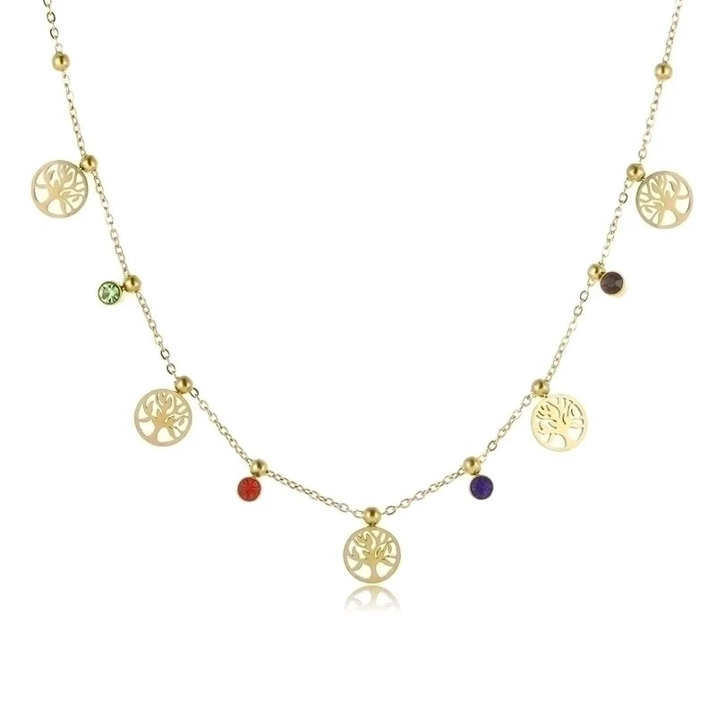 304 Stainless Steel Minimalist Shiny Polishing Plating Bc1035 Lucky Tree Pendant Necklace