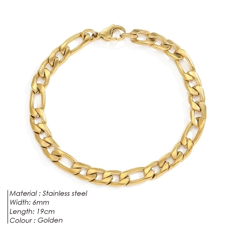 Hip-Hop Geometric 304 Stainless Steel Figaro Chain Bracelets In Bulk