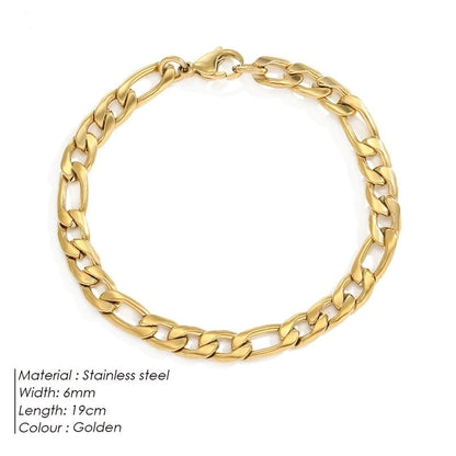 Hip-Hop Geometric 304 Stainless Steel Figaro Chain Bracelets In Bulk