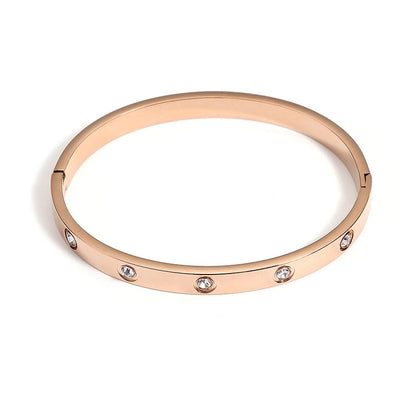 Casual Minimalist Streetwear Geometric 304 Stainless Steel Zircon Bangle In Bulk