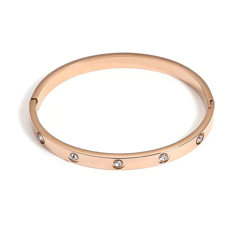 Casual Minimalist Streetwear Geometric 304 Stainless Steel Zircon Bangle In Bulk