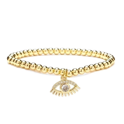 1 Piece Artistic Star Moon Eye Copper Pearl Inlay Zircon Bracelets