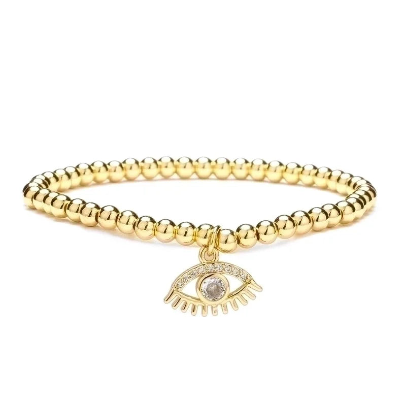 1 Piece Artistic Star Moon Eye Copper Pearl Inlay Zircon Bracelets