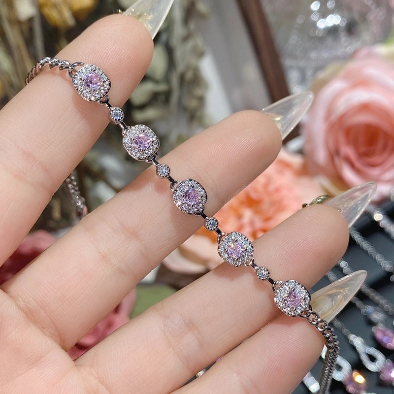 Copper Inlay Heart Shape Flower Bow Knot Zircon Bracelets