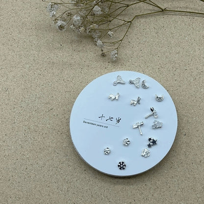 2 Pieces Minimalist Commute Geometric Inlay Copper Zircon Drop Earrings