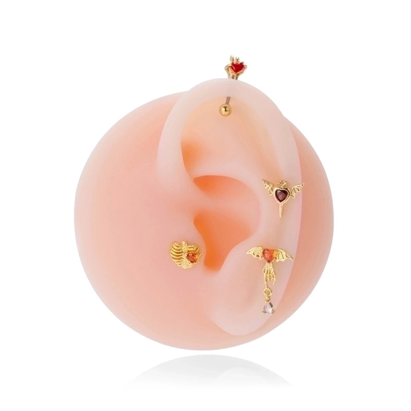 1 Piece Ear Cartilage Rings & Studs Vintage Style Bat 316L Stainless Steel Copper Plating Inlay Zircon