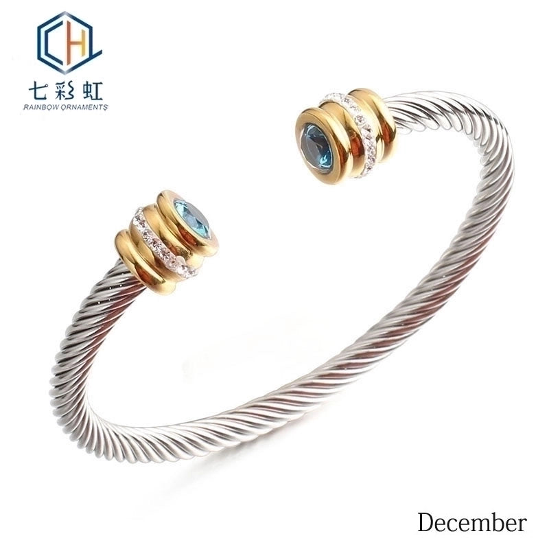 Titanium Steel Bracelet Colorful Diamond Twist Bangle Jewelry