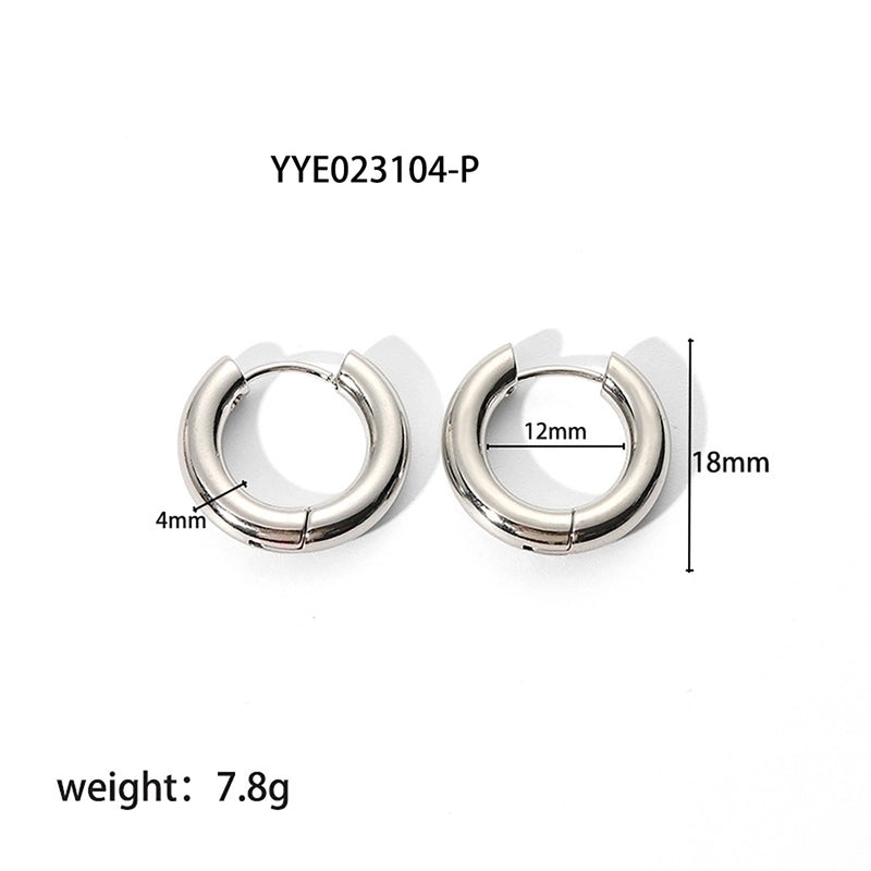 1 Pair Minimalist Round Plating 201 Stainless Steel 18K Gold Plated Hoop Earrings