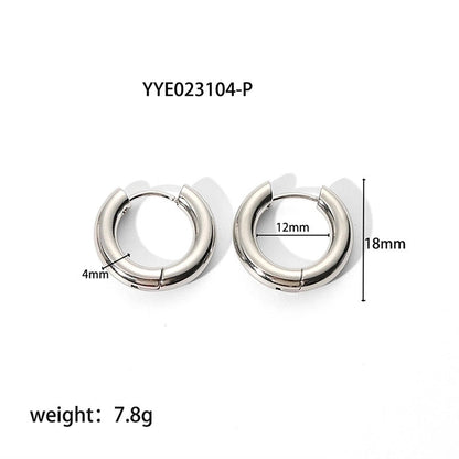 1 Pair Minimalist Round Plating 201 Stainless Steel 18K Gold Plated Hoop Earrings