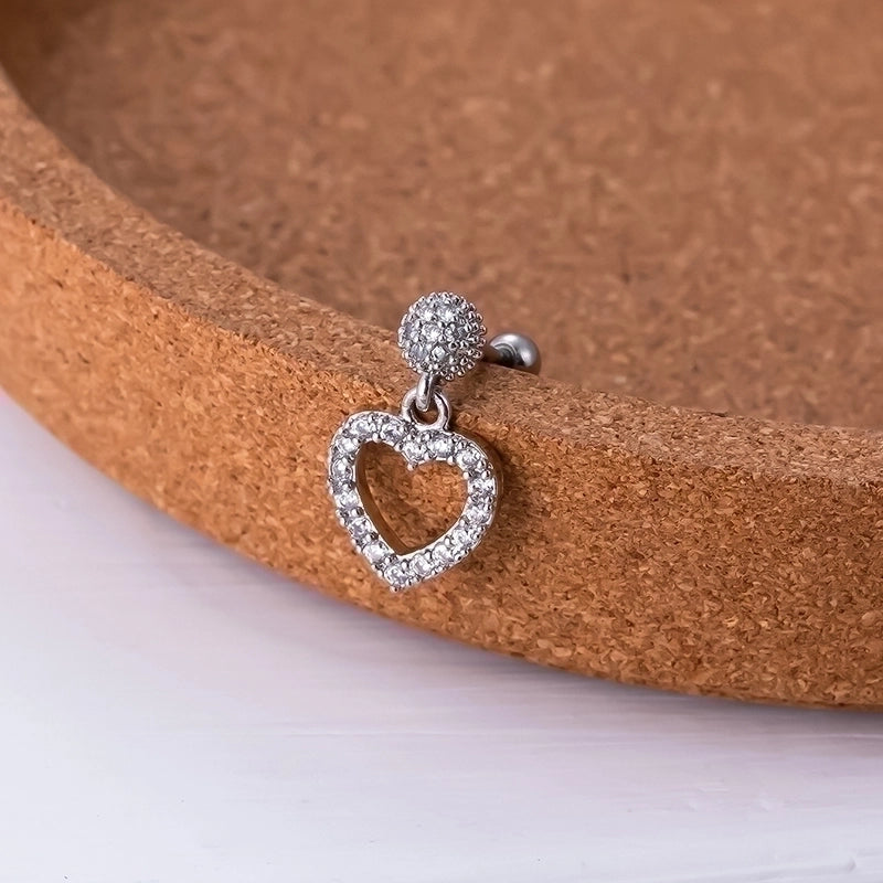 1 Piece Ear Cartilage Rings & Studs Sweet Shiny Heart Shape Copper Plating Inlay Zircon