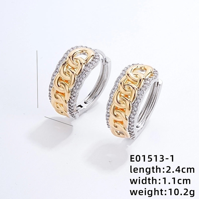 1 Pair Minimalist Commute Color Block Three-dimensional Inlay Copper Zircon Gold Plated Silver Plated Earrings
