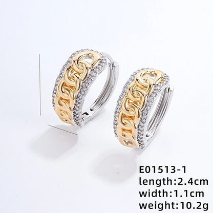 1 Pair Minimalist Commute Color Block Three-dimensional Inlay Copper Zircon Gold Plated Silver Plated Earrings