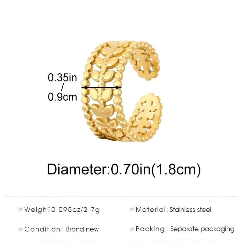 Minimalist Classic Style Geometric 304 Stainless Steel 18K Gold Plated Open Rings