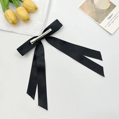 Korean Style Double-layer Bow Ribbon Hairclip Women's Ballet Girl Side Clip Back Head Top Simple Hair Accessories