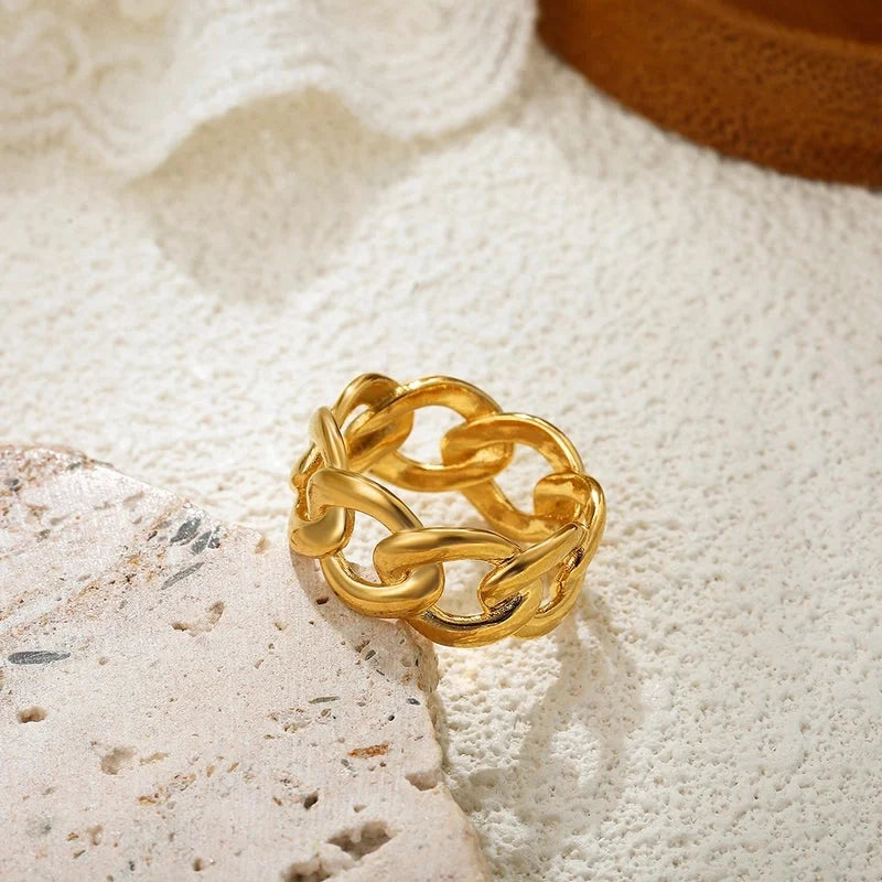 IG Style Elegant Geometric Copper Mixed Metal Rings