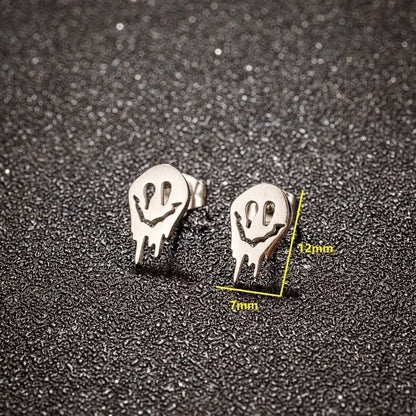 1 Pair Halloween Minimalist Ghost Polishing Plating 304 Stainless Steel 18K Gold Plated Ear Studs