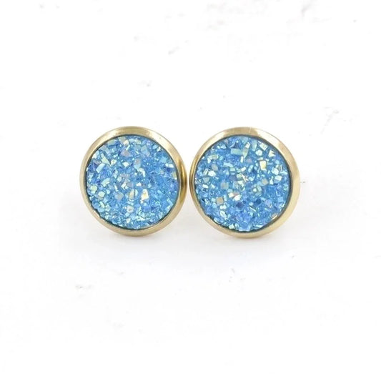 1 Pair IG Style Minimalist Round Plating Stainless Steel Resin 18K Gold Plated Ear Studs