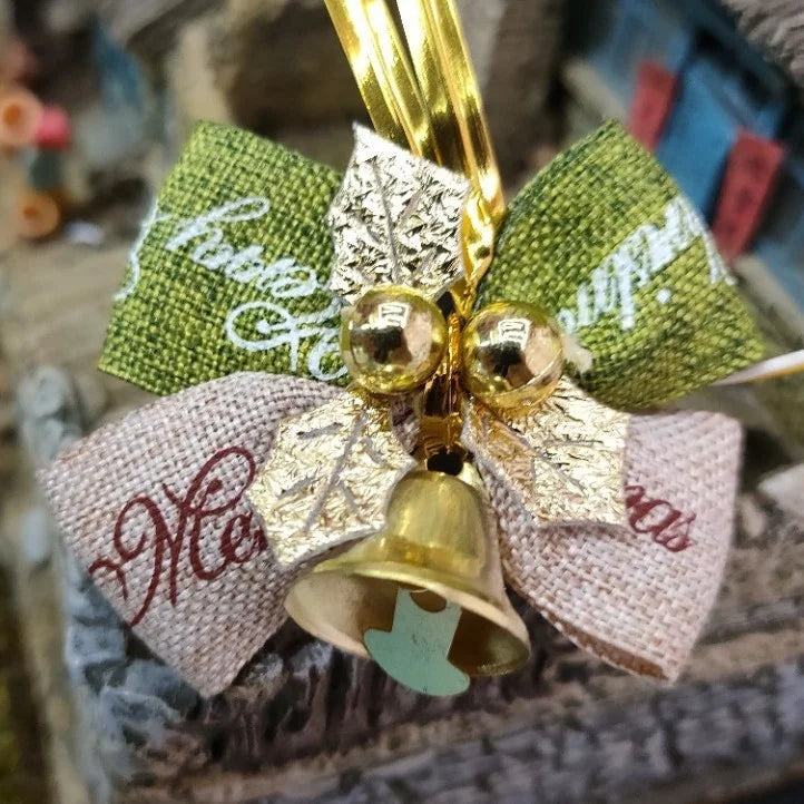 10 Pieces New Year Gift Set Handmade Double Bells Bowknot Christmas Tree Diy Home Living Pet Supplies