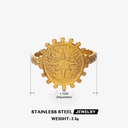 304 Stainless Steel 18K Gold Plated IG Style Plating Cross Open Rings