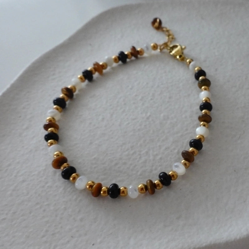 Minimalist Geometric Natural Stone Tiger Eye Pendant Necklace In Bulk