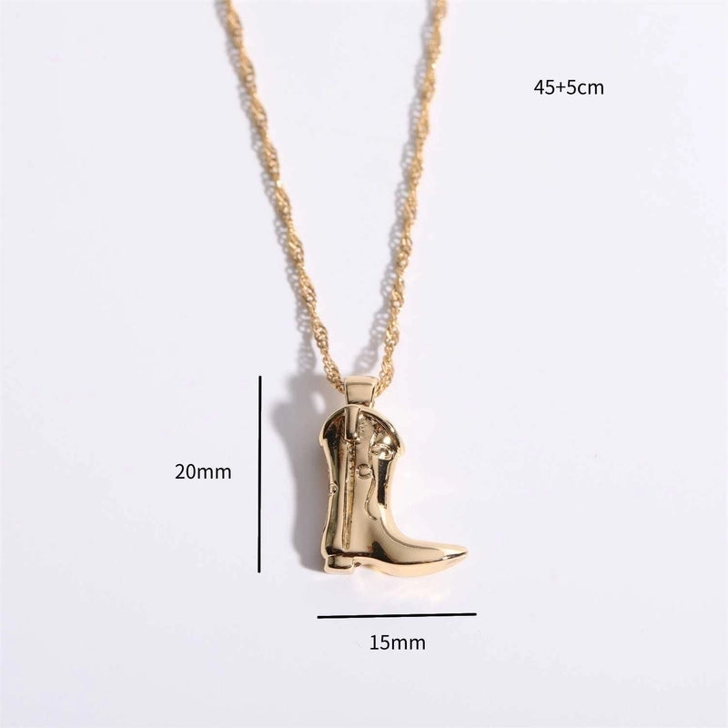 Copper 18K Gold Plated Minimalist Plating Boots Earrings Necklace