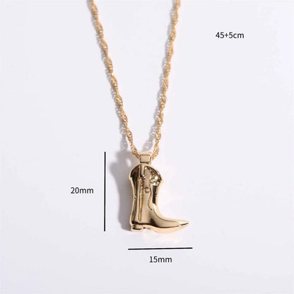 Copper 18K Gold Plated Minimalist Plating Boots Earrings Necklace